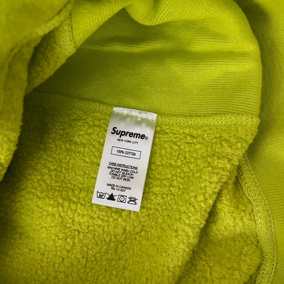 Supreme Hoodie Sweatshirt Acid Lime Green Yellow Sz Medium - Picture 6 of 7